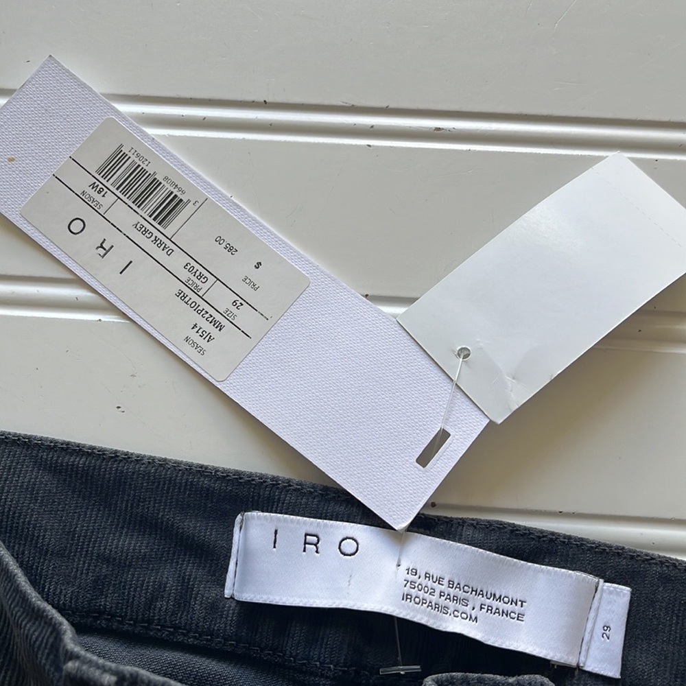 Iro piotre corduroy dark grey pants new with tags - Picture 7 of 15